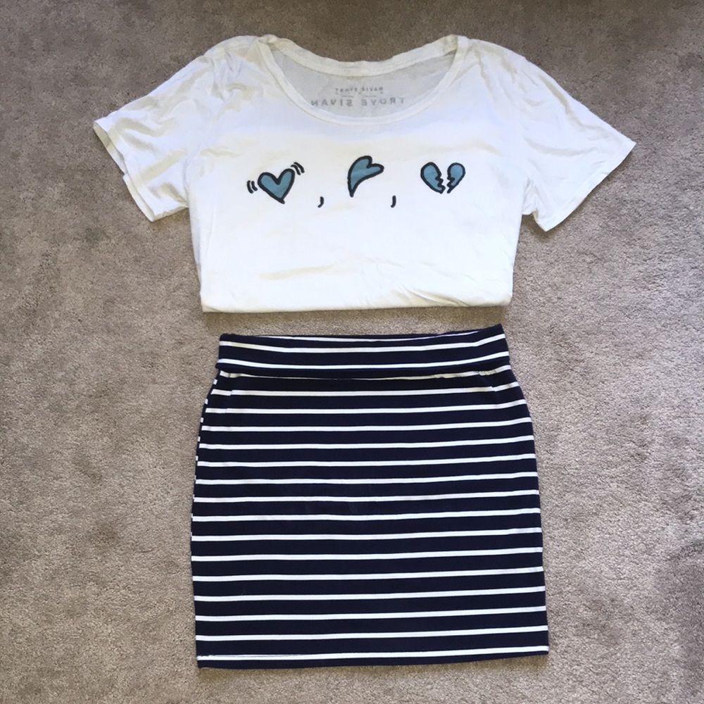 navy stripe mini skirt - donating soon!